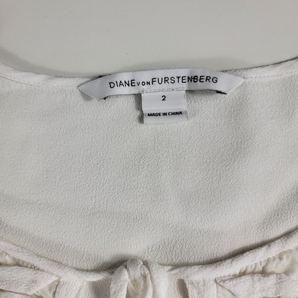 diane von furstenberg White Top Formal Work Wear Long Sleeve Peasant Tunic Sz 2. - Picture 4 of 6